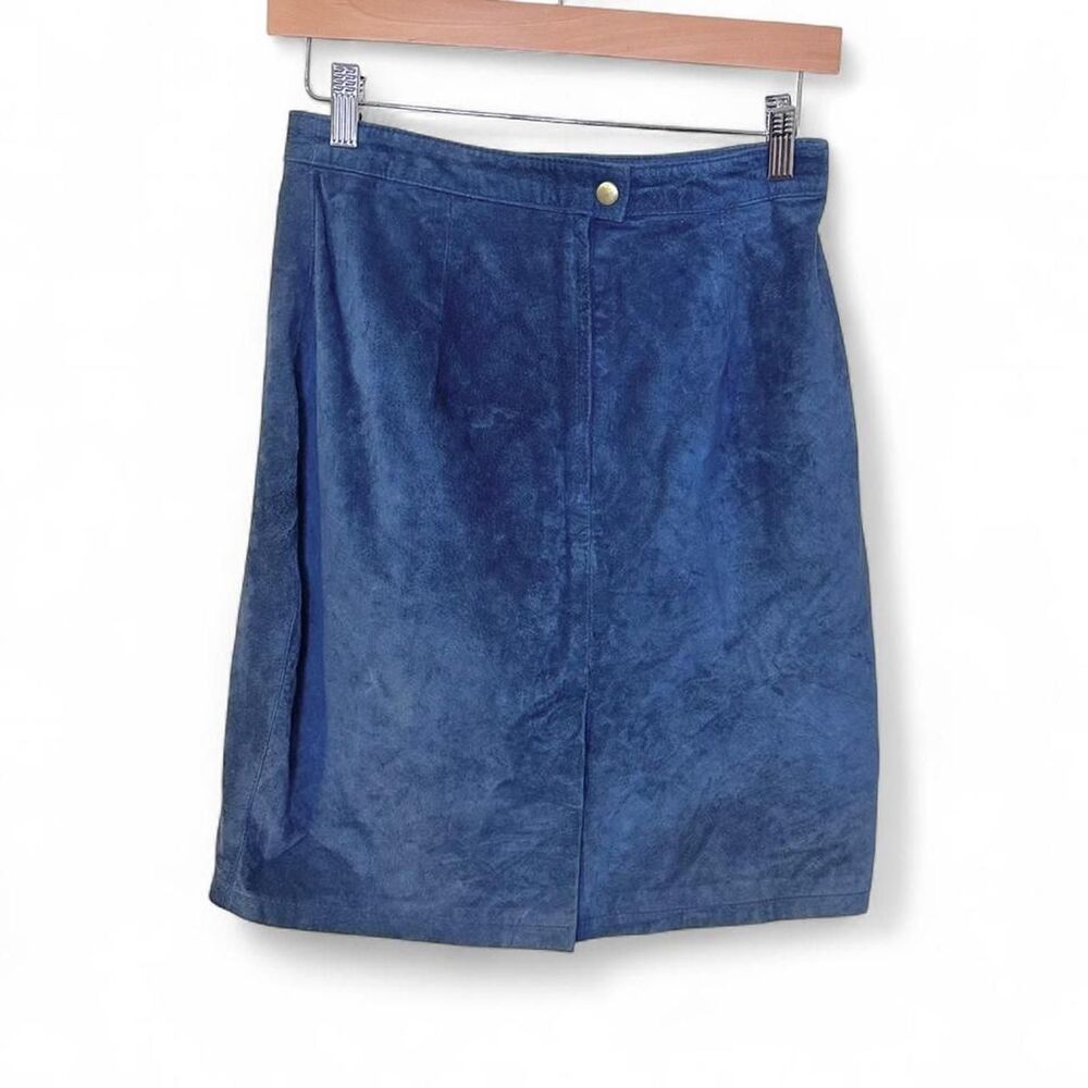 Blue Vintage Genuine Suede High Waisted Mini Skirt Western Country Rodeo